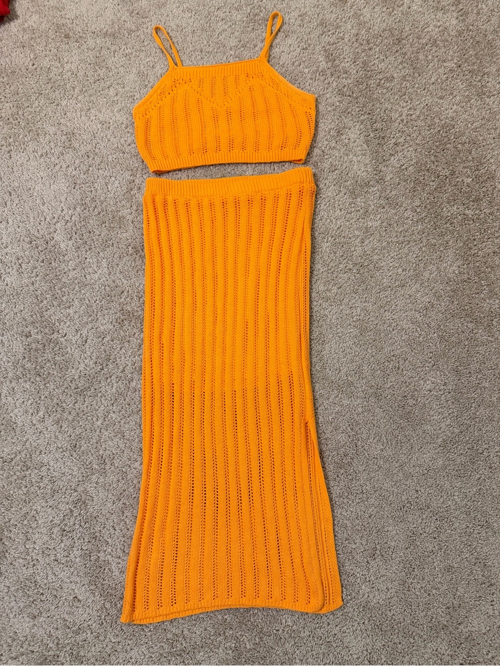 Orange Crochet Two-Piece Dress Set, Small!